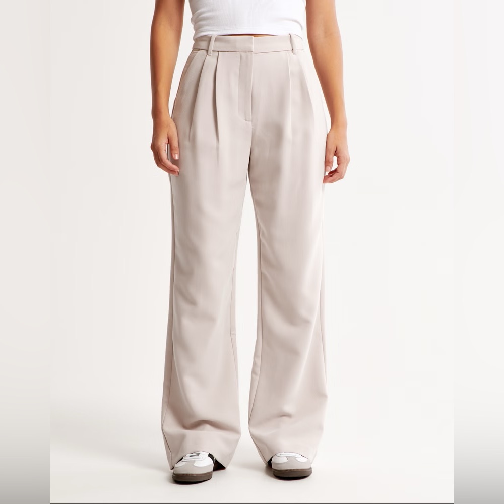 Abercrombie Stylish Wide-Leg Beige Trousers